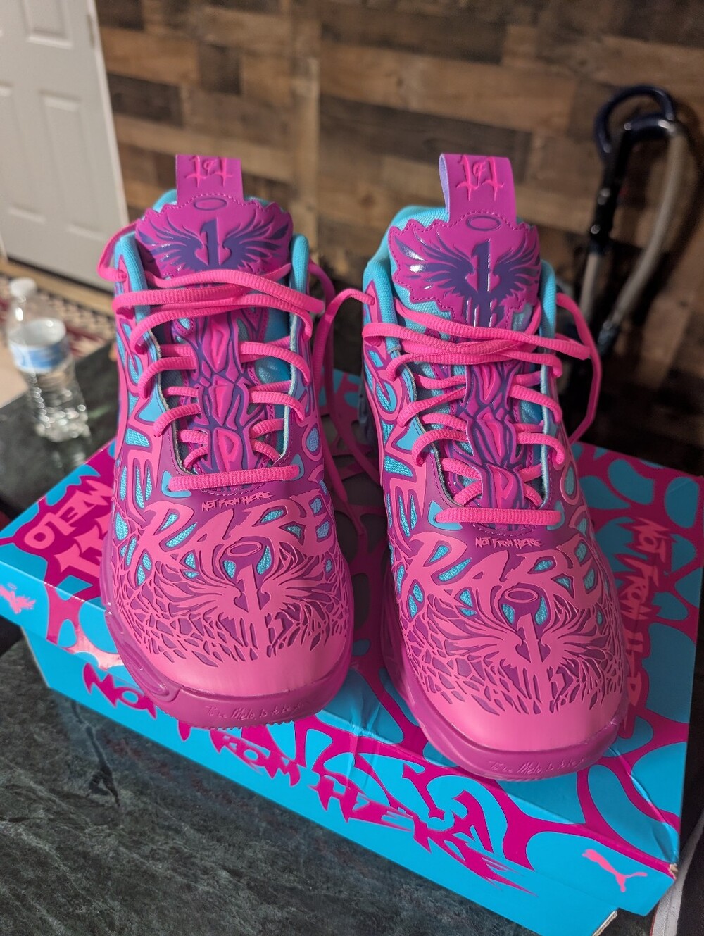 Puma Turquoise Athletic Sneakers with Pink Accents